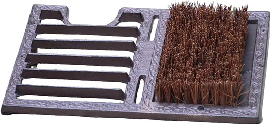 GTPBAO Farmhouse Shoe Brush Scraper, Heavy Duty Cast Iron Front Doormat with Brush, Outdoor Shoe Cleaning Mat for Home Porch Garden