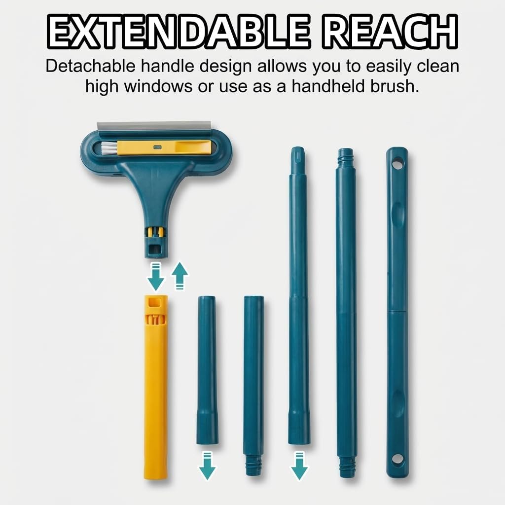 2 in 1 Window Screen Cleaning Brush, 2026 Upgraded Window Screen Cleaning Brush, Double-Sided, Suitable for Both Wet and Dry Use; Ideal for Windows and Glass (Green+Blue)