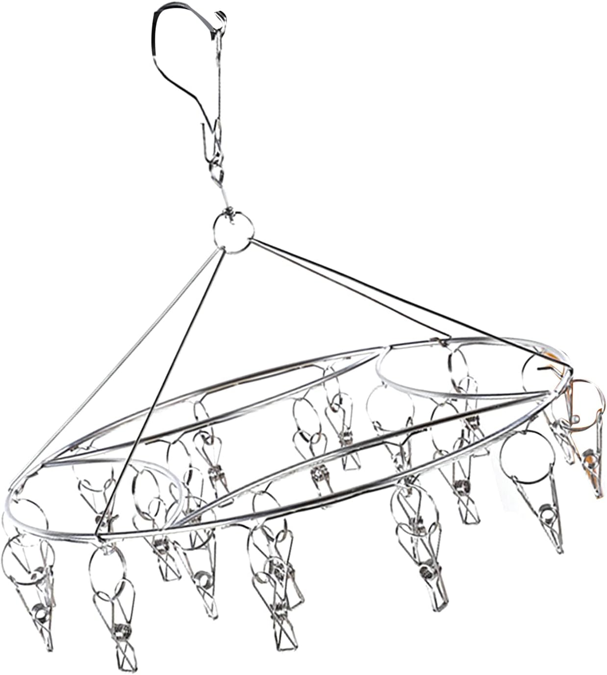 Clothes Drying Racks Clip Hangers, Clothes Drying Hanger Stainless Steel Multi Clip Laundry Drip Hanging Rack for Underwear Socks Hat(Round)