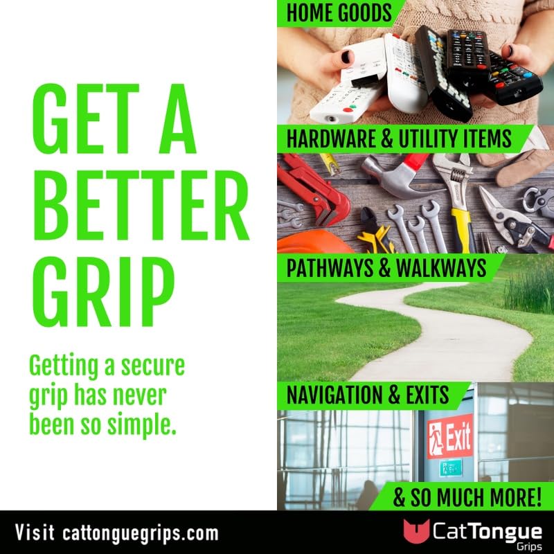CATTONGUE GRIPS Non-Abrasive Grip Tape Roll - 2” Wide Heavy-Duty, Waterproof Anti-Slip Tape for Bathtubs, Stair Treads, Ramps & More - Indoor & Outdoor Non-Skid Solution (Clear, 10ft)