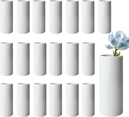 Modern Small Flower Vases 8 Pack - Ceramic, White