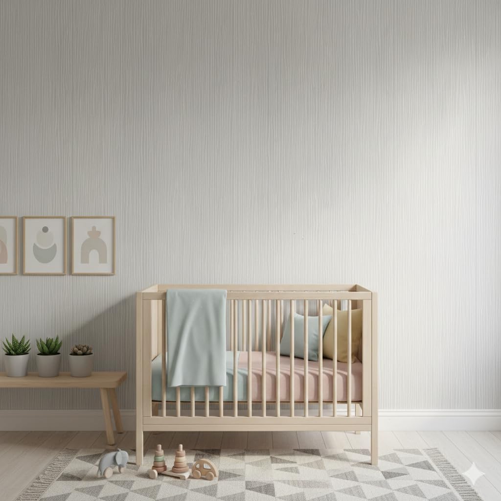 Modern Peel and Stick Wallpaper 17.3" x 78.7" Self Adhesive Wallpaper Textured Neutral Stripe Contact Paper Removable Vinyl Wall Paper for Living Room Bedroom Accent Wall Modern Minimalist Wall Decor