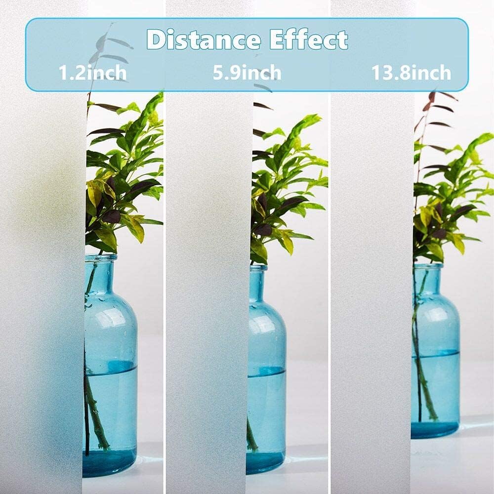 Finnez Frosted Privacy Window Film - Static Cling No Adhesive, Reusable & Easy to Remove, Decorative Glass Film for Home Bathroom Office Door, Crystal Clear 17.5 x 78.7 inches