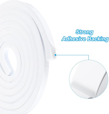 PATIKIL Weather Stripping Door Seal Strip, 3/8 Inch x 1/4 Inch x 32 Ft Self Adhesive Soundproof High Density Foam Tape Insulation for Door Window Air Conditioning, White - Colors A
