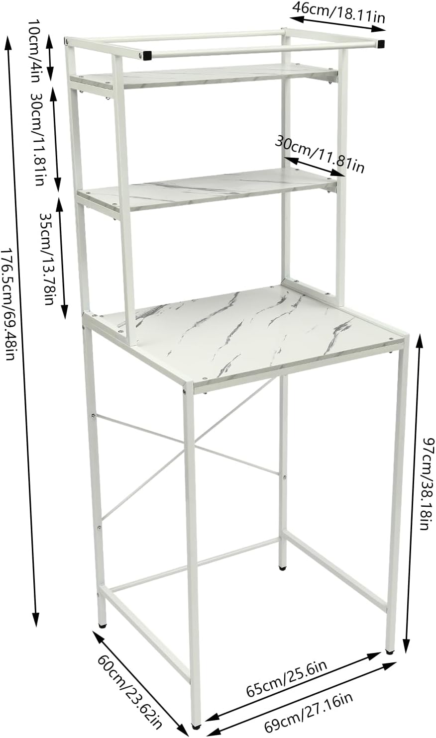 Over Washer and Dryer Storage Shelf,3 Tiers Laundry Room Storage and Organizer Standing Shelf,Washing Machine Storage Shelves Utility Rack for Bathrooms,Laundry Rooms,Balconies (Black+Oak)