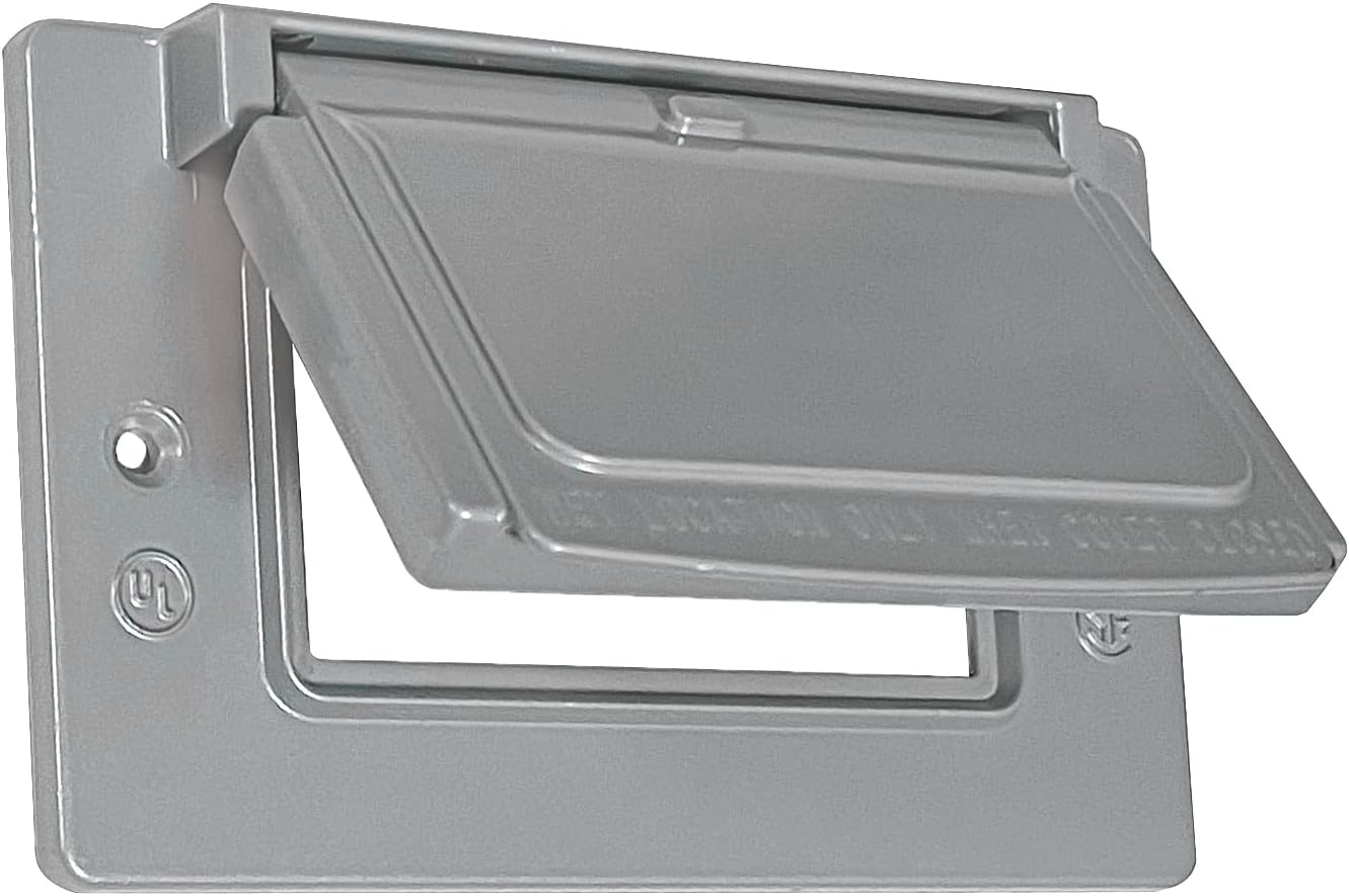 Sigma 14249 Weatherproof 1-Gang Horizontal GFCI Receptacle Cover, Gray