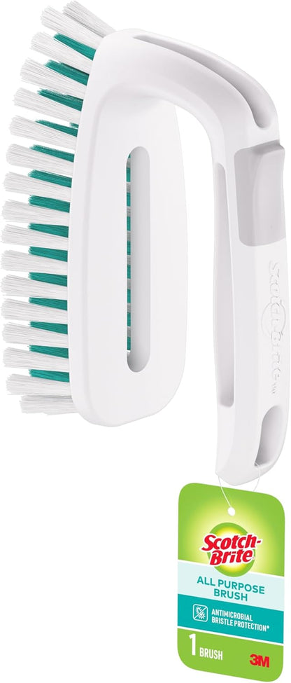 Scotch-Brite All Purpose Brush – Durable Bristles for Tile Floors, Walls, Shower Doors, Tubs & Bathroom Fixtures, Ergonomic Non-Slip Handle, Multi-Surface Cleaning Tool, Easy to Rinse & Store, 1 Count