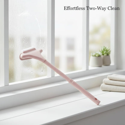 Double Sided Window Screen Cleaner Brush with Integrated Squeegee for Glass, PP Plastic Cleaning Tool, 13 x 3.3 x 1.6 Inches (1 PC)