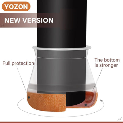 YOZON Chair Leg Floor Protectors Felt Furniture Pads Silicone Caps | Chair Leg Protectors for Hardwood Floors 32 Pack Anti-Scratch Reduce Noise Clear Round Medium Fit 3/4" to 1-3/16" (19-30mm)