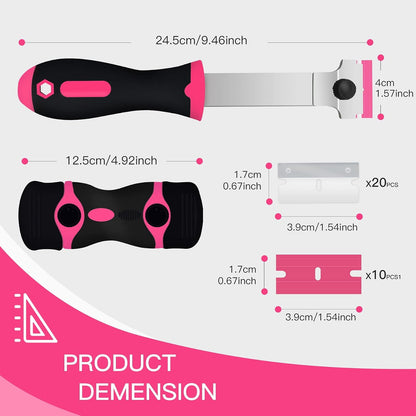 DEKEones Razor Blade Scraper, Long Handled Scraper Tool with 10 Extra Replacement Blades, Razor Scraper Remover for Cleaning Sticker, Paint, Caulk from Window, Car, Glass, Windshield, Stove