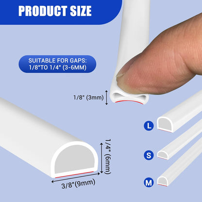 Weather Stripping Door Seal Self Adhesive Weather Strip Silicone D Shaped Door Seal Strip for Door Frame/Window Seal, 20Ft, Brown (3/8" W × 1/4" T)
