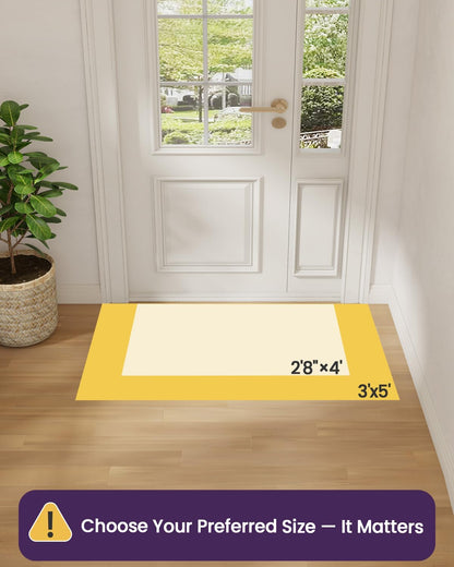 DEXI Ultra Thin Entryway Indoor Door Mat 24x36, Non Slip Rubber Backing Inside Entry Mat, Low Profile Easy Clean Dirt Trapper Doormat for Inside Entrance Patio, Beige