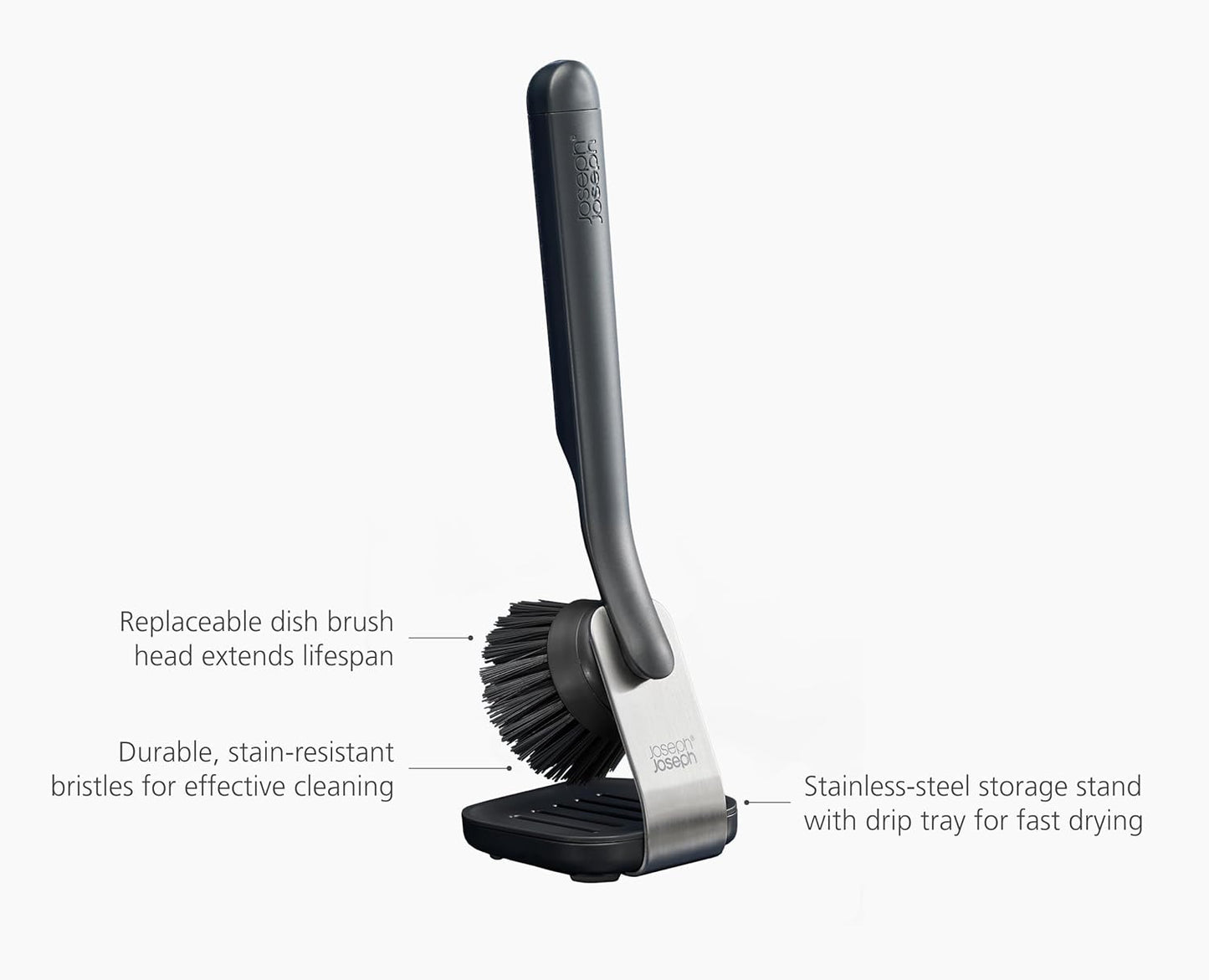 Joseph Joseph SinkTech Dish Brush with Replacement Head, Durable Bristles, Easy to Replace