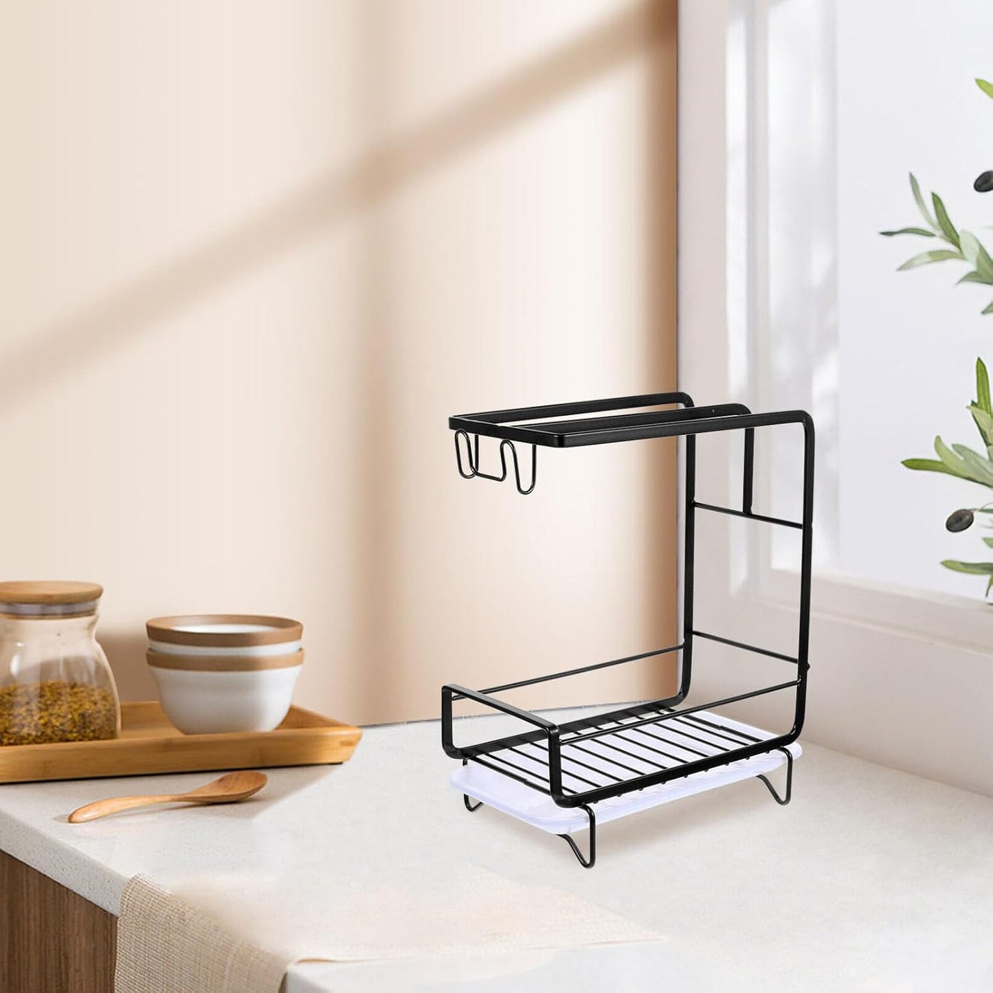 Healeved Multi-Functional Sponge Holder Dishcloth Drying Rack for Kitchen Sink Wall-Mounted Organizer for Wiping Cloth and Cleaning Supplies Space-Saving Storage