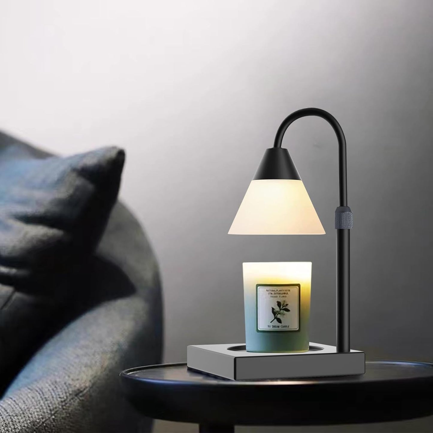 LALISU Candle Warmer Lamp, Stepless Dimming Candle Warmer Lamp with Timer & Dimmer Height Adjustable Compatible with Jars Scented Wax for Home Decor (Metal Base-Black)
