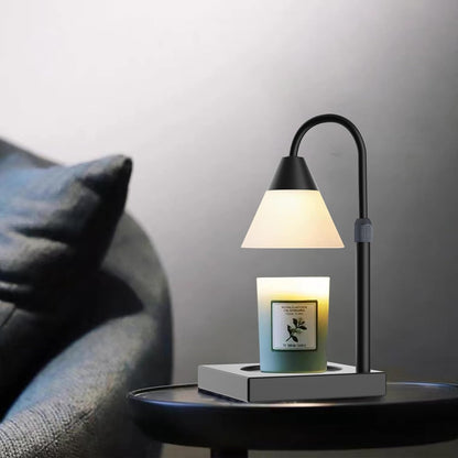 LALISU Candle Warmer Lamp, Stepless Dimming Candle Warmer Lamp with Timer & Dimmer Height Adjustable Compatible with Jars Scented Wax for Home Decor (Metal Base-Black)