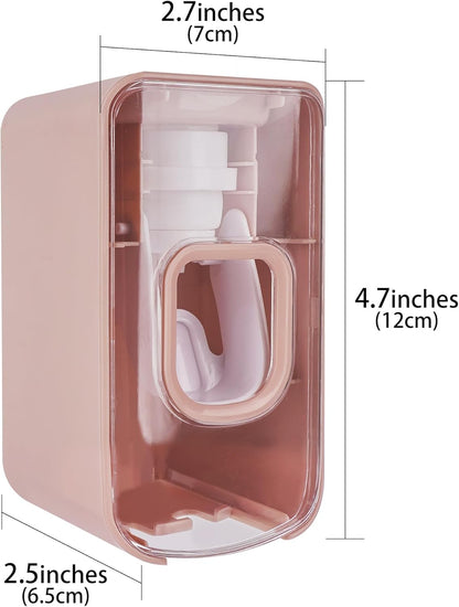 2 Slot Toothbrush Holder and Toothpaste Dispenser Wall Mounted, Automatic Toothpaste Squeezer, 2 in 1 Tooth Brush Toothpaste Organizer for Shower (Grey)