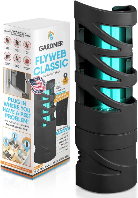 Gardner - Fly Trap Indoor for Home, Fruit Fly Trap for Indoors, Plug in Bug Catcher, Gnat Traps for House Indoor, Fruit Fly Traps for Indoors, Made in USA, Flyweb (Grey)