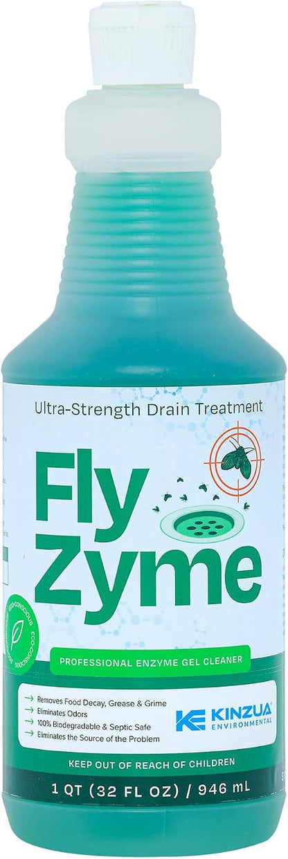 Fly-Zyme, Highly Concentrated Enzyme Drain Cleaner for Pipes, Drain Gel for Fruit Flies, Organic Waste Degrader & Odor Neutralizer, 32 fl oz, Pack of 2