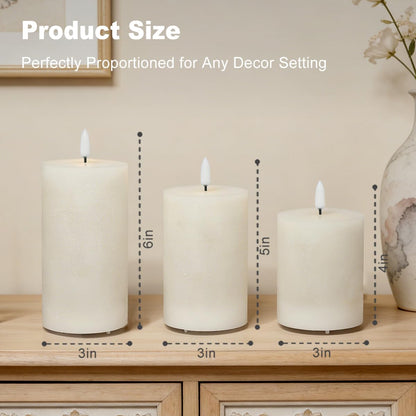 LEDHOLYT Rechargeable Flameless Glass Pillar Candles–Gifts for Women,–Set of 3, Realistic Flickering LED Light,Remote & Timer, Ideal for Living Room, Bedroom & Festival Wedding Home Party Decor