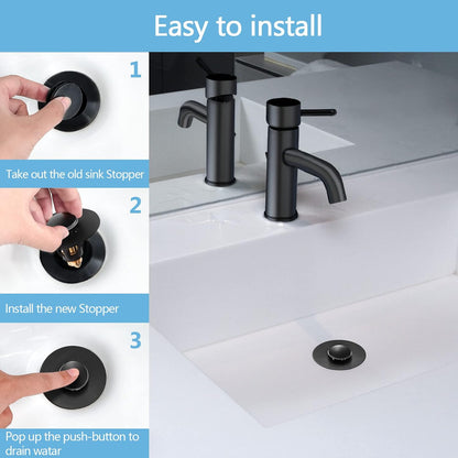 QYHNYJF Bathroom Sink Stopper with Hair Catcher – Universal Pop-Up Drain Strainer for 1.1–1.5 inch US Standard Sink Drain Holes, Anti-Clog Basin Stopper, Silver