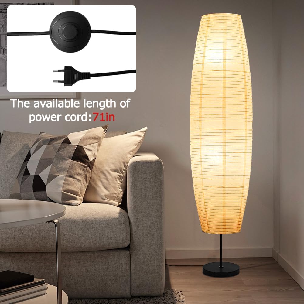 YY YEARCHY Floor Lamp Paper Lamp Japanese Standing Lamps with Rice Paper Shade for Bedroom Livingroom Slim