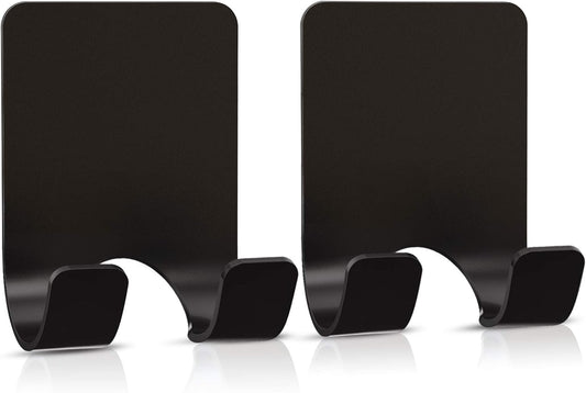 VIS'V Shower Wall Razor Holder, Metal Adhesive Razor Hooks for His and Hers, Waterproof, Black, 2 Pcs