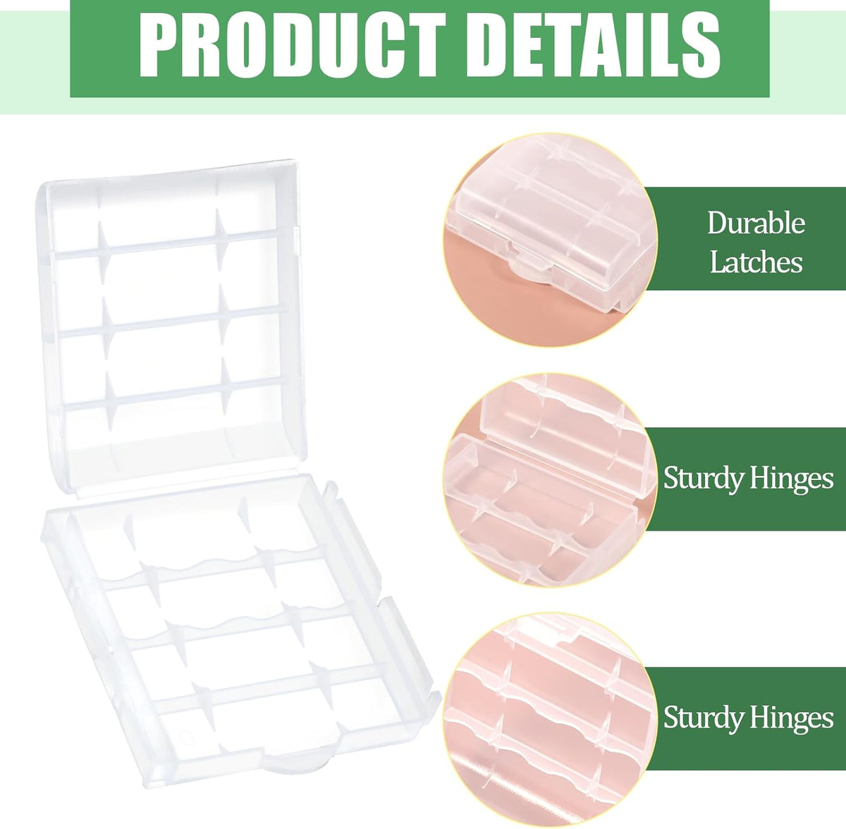 Skrfren 4 pcs AA/AAA Battery Organizer Storage Case, Clear Battery Holder Case Small Batteries Organizer for Drawer