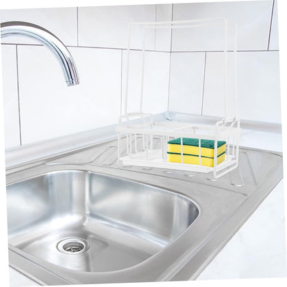 IMIKEYA Wall-mounted Sponge Holder Draining Rack for Kitchen Convenient Shelf for Sponges Dishcloths and Cleaning Tools Easy Installation Space-saving Design White
