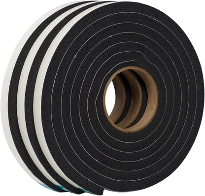 Duck Brand Self Adhesive Foam Weatherstrip Seal for Extra Large Gaps, 30 Total Feet, Window and Door Seal Strip Foam Tape, 3/4-Inch Wide x 1/2-Inch Thick x 10-Feet Long, 3 Rolls, Charcoal (284424)
