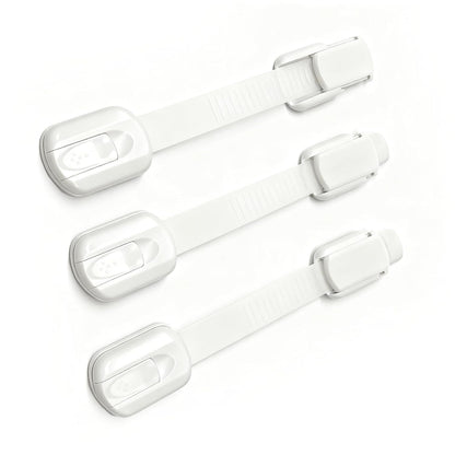 Baby Proofing Child Safety Locks (3 Pack) - The Safest, Quickest and Easiest Adhesive Cabinet Latches, No Screws & Magnets, Multi-Purpose for Furniture