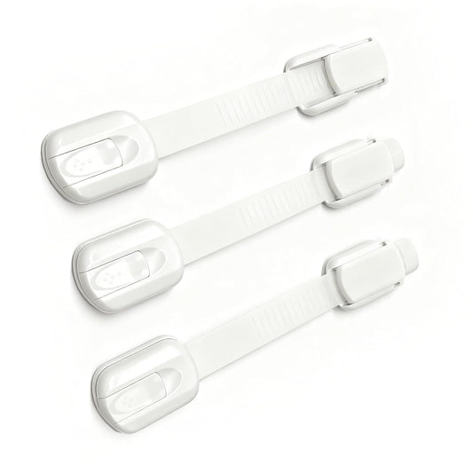 Baby Proofing Child Safety Locks (3 Pack) - The Safest, Quickest and Easiest Adhesive Cabinet Latches, No Screws & Magnets, Multi-Purpose for Furniture
