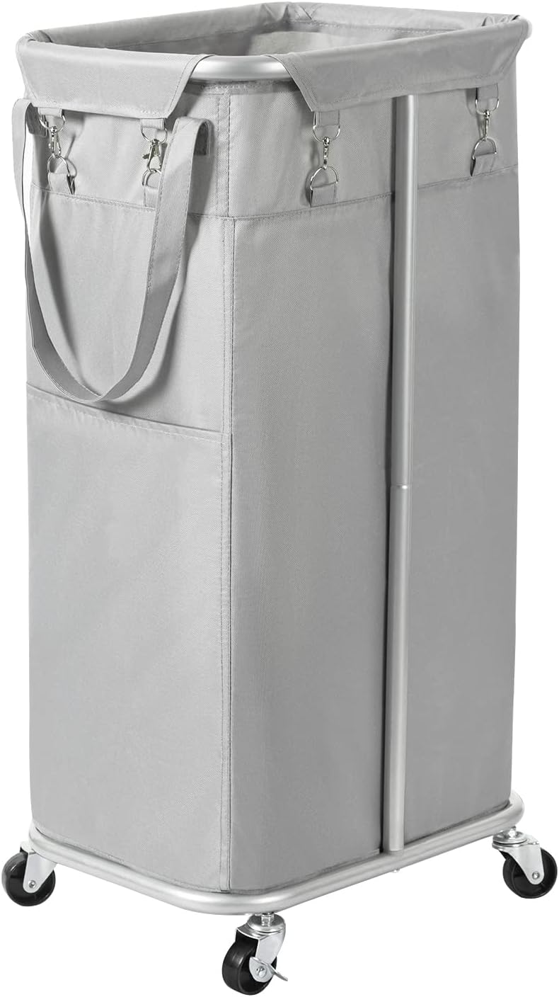 WOWLIVE Laundry Hamper with Wheels 260L Rolling Laundry Basket 3 Section Organizer Laundry Cart with Steel Frame and Removable Bags Large Dirty Clothes Hamper Dorm Room Storage for Bedroom