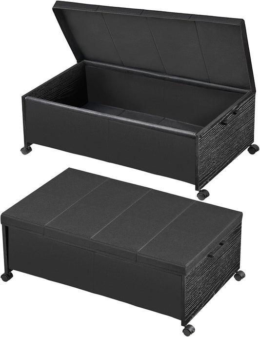 FOUCSSOMEI Under Bed Drawers on Wheels, XXXXL Size, UnderBed Storage with Wheels, Wooden Under Bed Storage, Heavy Duty, Patented Design