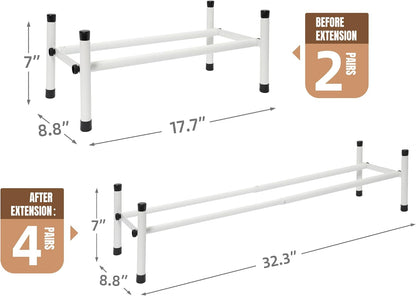 STORAGE MANIAC Expandable Shoe Rack for Closet, 8 Pairs Stackable Small Shoe Rack, Metal Adjustable Shoes Organizer for Entryway, Hallway, Garage, Front Door, Shoes Shelves, Black 2 Tier