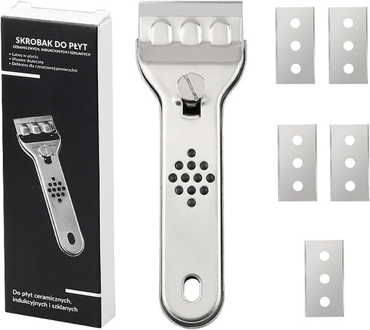 Cooktop Scraper,Multi-Purpose Scraper Cleaning Tool,Razor Holder for Cleaning Glass Cooktop, Window, Decals, Stickers, Label, Caulk, Adhesive, Paint Glue Removal