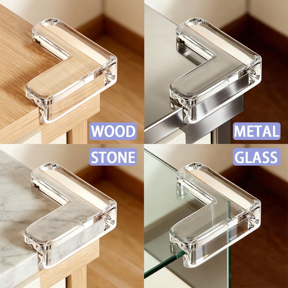8-Pack Clear Corner Guards for Baby Proofing - Extra Thick Soft Edge Bumpers, Easy to Install Furniture & Table Corner Protectors for Sharp Edges, Child Safety Household Essentials