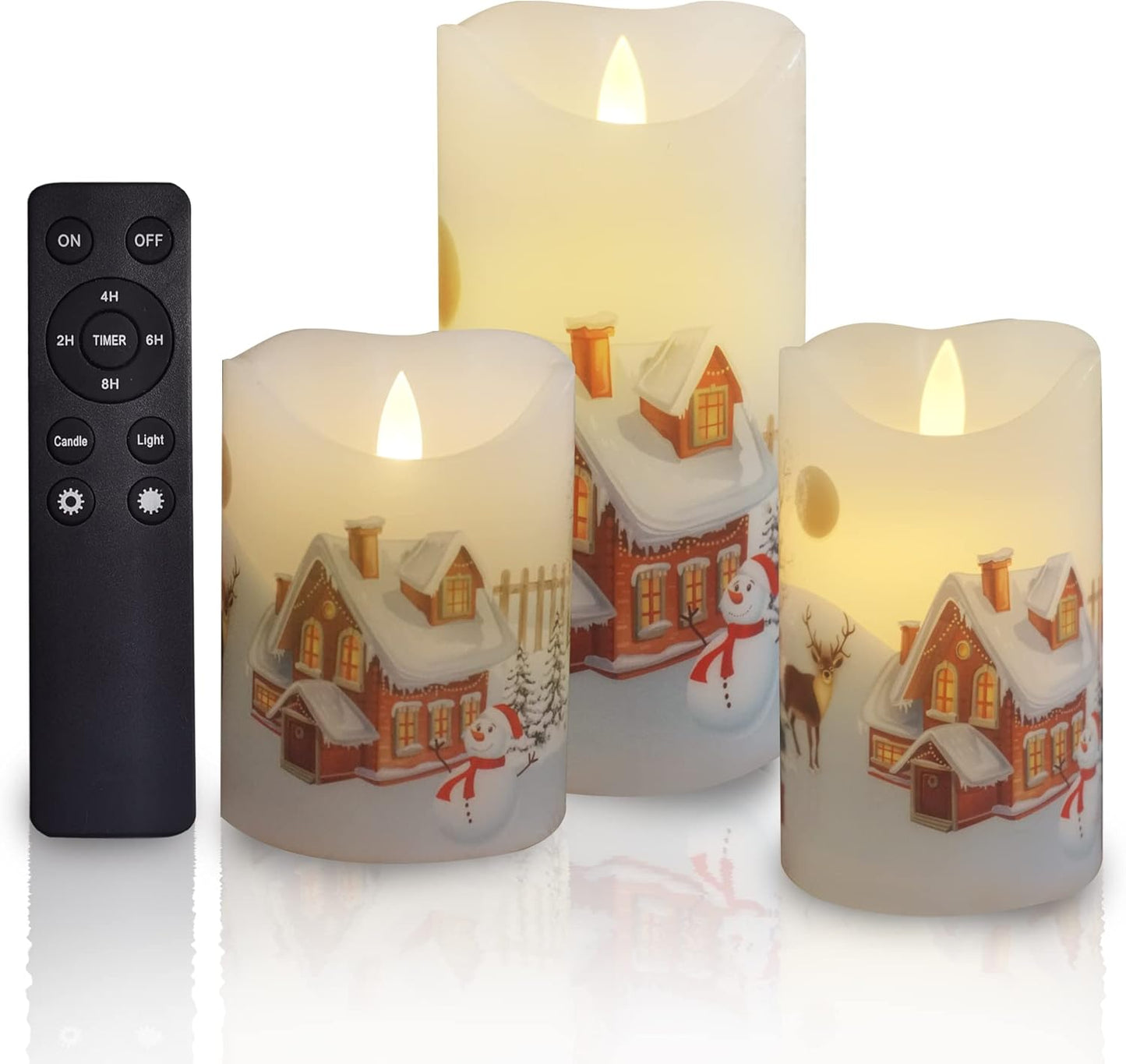 Battery Operated Flameless Candles with Remote Timer Real Wax Realistic Bright Flicker Flickering Electric Electronic LED Pillar Lights Home Wedding Party Decorations Set of 3 Rustic Texture Gray Grey
