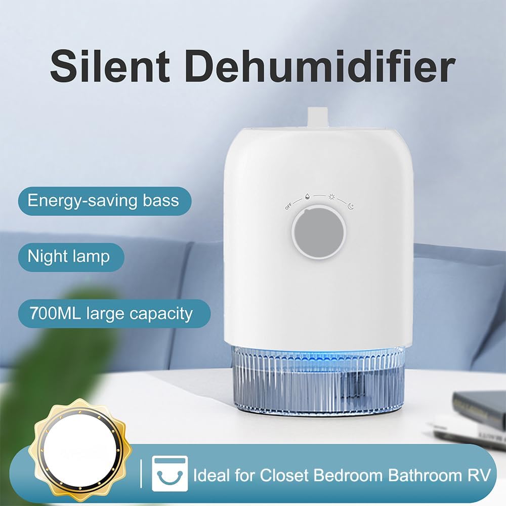 Dehumidifier for Home (300 Sq.Ft), Small Dehumidifiers with Auto Shut Off, Ideal for Closet Bedroom Bathroom RV T1-WHITE Upgrade