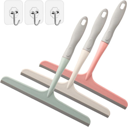 3 Pcs Shower Squeegee for Glass Doors, Car Window Squeegee, Streak-Free Mirror Cleaner Tool for Bathroom Kitchen Sink Countertop Tile Glass Shower Door Scraper Household Squeegees, with 3 Hooks