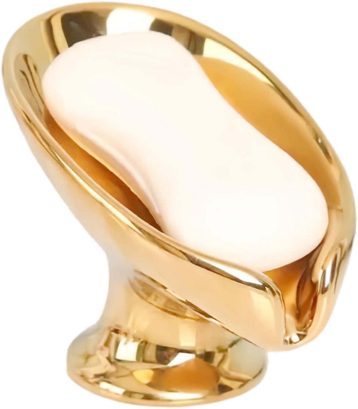 Bar Soap Holder, Soap Dish for Shower, Self Draining Soap Dish, Metallic Glossy Ceramic Soap Holder, Used for Sinks, Bathrooms, Showers,Kitchens (Golden)