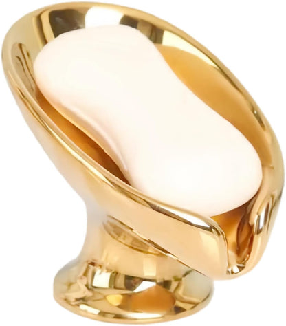Bar Soap Holder, Soap Dish for Shower, Self Draining Soap Dish, Metallic Glossy Ceramic Soap Holder, Used for Sinks, Bathrooms, Showers,Kitchens (Golden)
