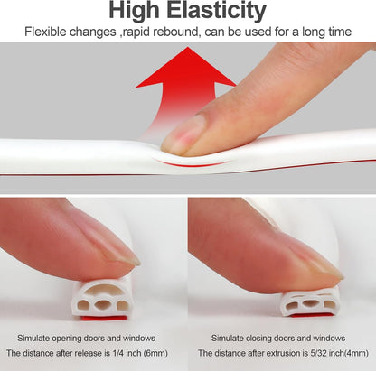 [New Upgrade] 19.7Ft Silicone Door Weather Stripping Door Seal Strip for Doors & Windows, Multi-Layer Soundproof Chamber Design, Self-Adhesive, Seal Large Gaps, Easy to Cut & Install