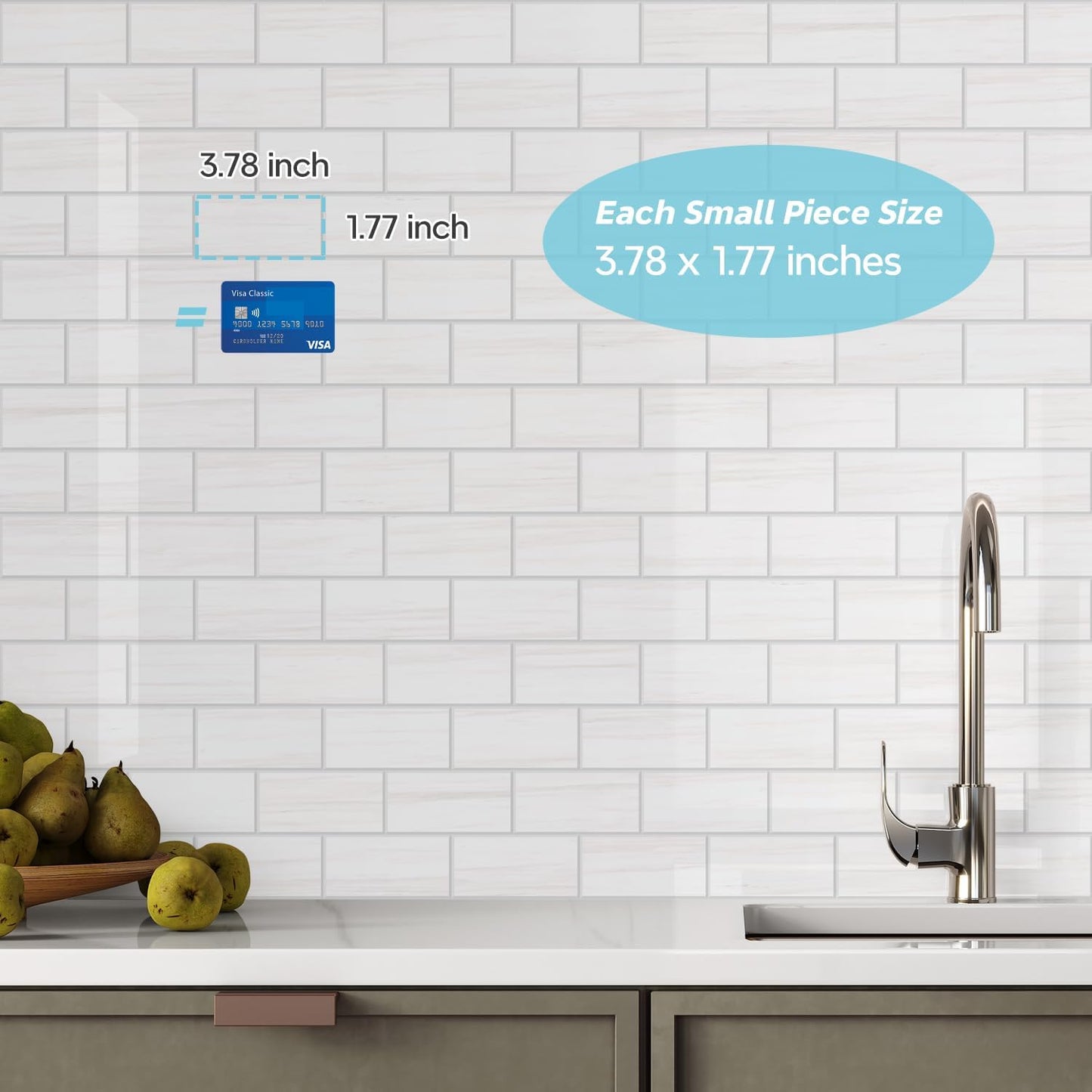 STICKGOO 10-Sheet Subway Tile Peel and Stick Backsplash, Seamless Design Polished Eurasia Beige Kitchen Backsplash Wall Tiles, Glossy Surface Waterproof Stick on Tile for Bathroom, RV, Fireplace