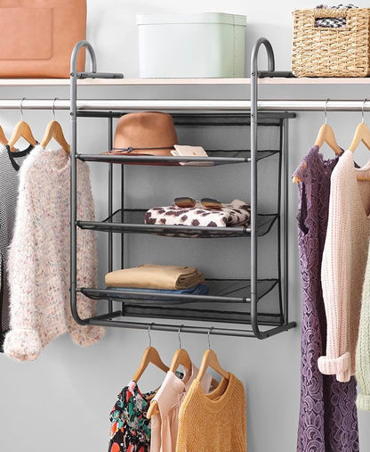 Whitmor 5 Section Closet Organizer - Hanging Shelves with Sturdy Metal Frame, White