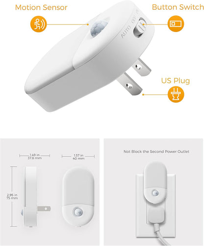 L LOHAS LED Motion Sensor Night Light, 2Pack, Motion Activated Night Light, Night Lights Plug into Wall Motion Sensor, 3000K Warm White, Adjustable Brightness 30/60LM, for Kids Adults Bathroom Bedroom