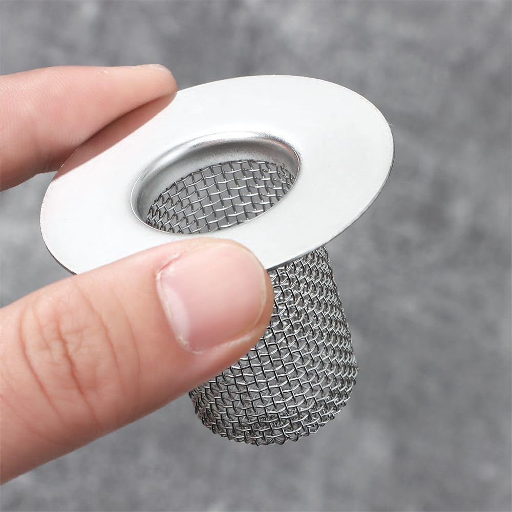 2 Pack Sink Drain Hair Catcher Shower Drain Strainer Stainless Steel Long Cylinder Tub Mesh Strainer Slop Basket Filter Trap for Bathroom Sink Utility Room Laundry Room RV Lavatory Bathtub