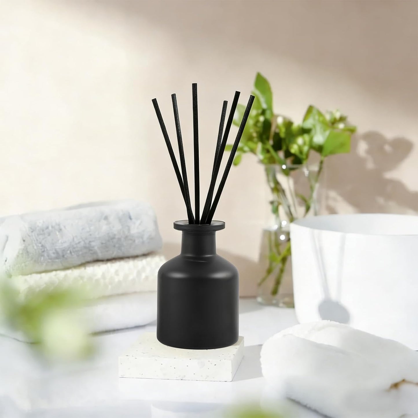 Reed Diffuser Set,Ocean Mist & Sea Salt Fragrance,100ml(3.38 fl.oz) with 6 Reed Sticks,Long-Lasting Oil Diffuser for Home,Office,Bathroom,Flame Free