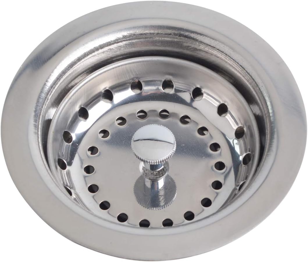 Hydro Master Kitchen Sink Basket Strainer Standard Drains(3-1/2 Inch), Stainless Steel with Rubber Stopper for Kitchen Sinks