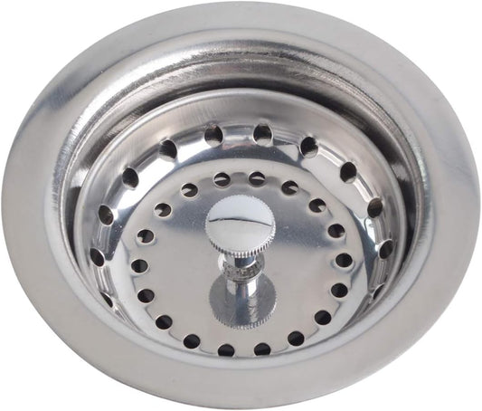 Hydro Master Kitchen Sink Basket Strainer Standard Drains(3-1/2 Inch), Stainless Steel with Rubber Stopper for Kitchen Sinks